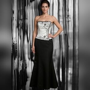 Nadine Strapless Black and White Dress